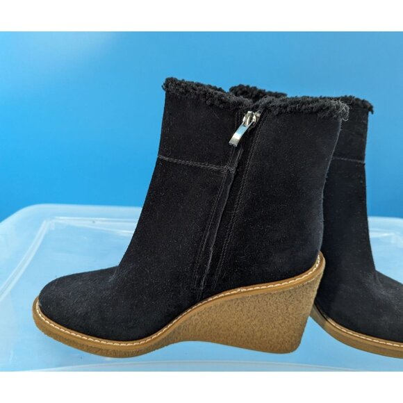 Franco Sarto NWOT‎ Ulayna Women’s Suede Faux Fur Lined Wedge Boots Size 9 - Picture 3 of 10